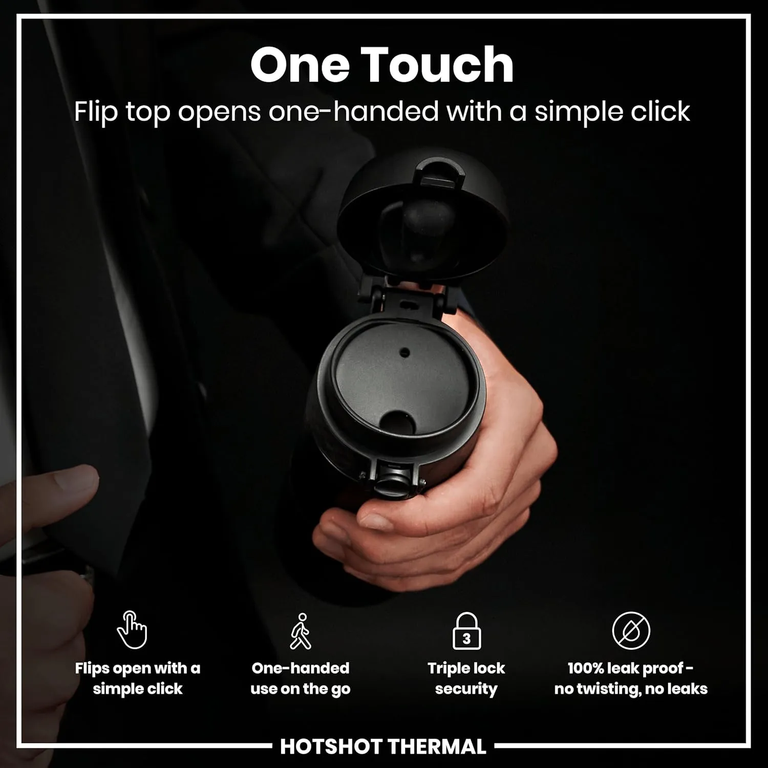 ION8 Insulated Travel Mug, 360 ml/12 oz, Leak Proof, Triple Lock Secure, Spill-Free in Transit, Hygienic Cover, Easy-to-Clean, Perfect On-The-Go, Black, Stainless Steel