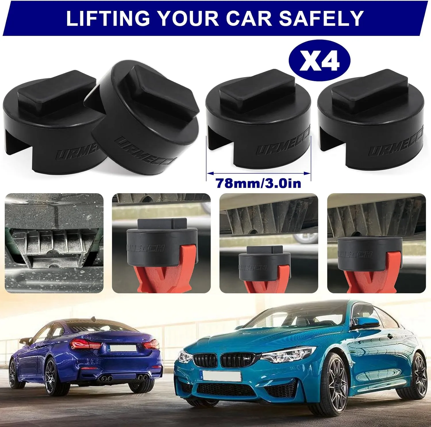 Jack Pad for BMW and Mini Tire Repair Kit with Air Compressor Pumper, Rubber Jack Stand Pucks Adapter, Lift Car Tools