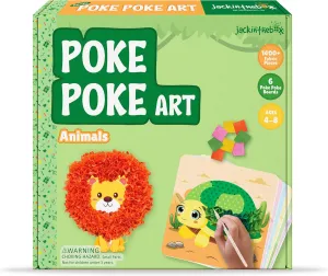 jackinthebox Poke Poke Art – Animals Theme Like Tortoise, Snail, Lion, Owl, Macaw, Butterfly, Mess-Free Sewing Art for Kids, Toys for Girls and Boys Ages 4 5 6 7 8, Great Gift for Children