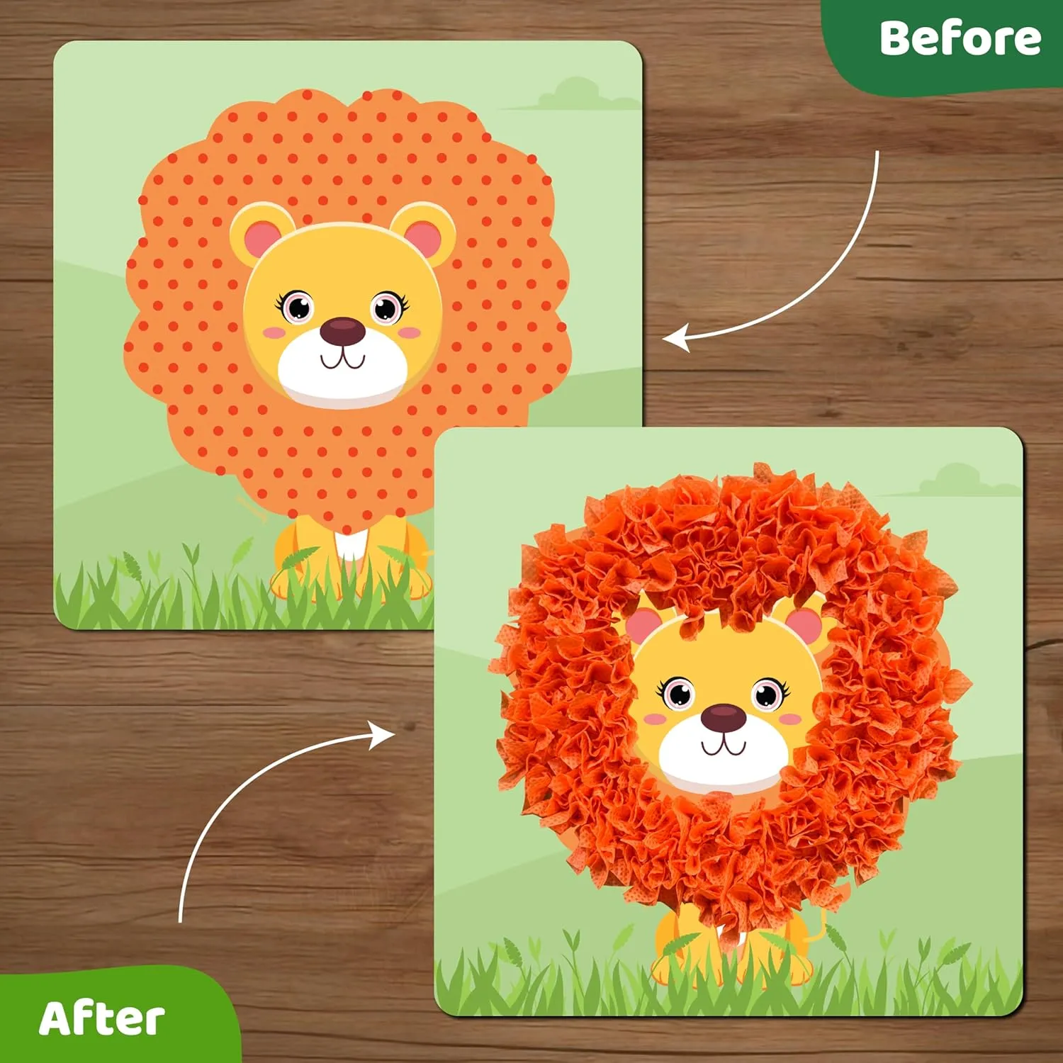 jackinthebox Poke Poke Art – Animals Theme Like Tortoise, Snail, Lion, Owl, Macaw, Butterfly, Mess-Free Sewing Art for Kids, Toys for Girls and Boys Ages 4 5 6 7 8, Great Gift for Children
