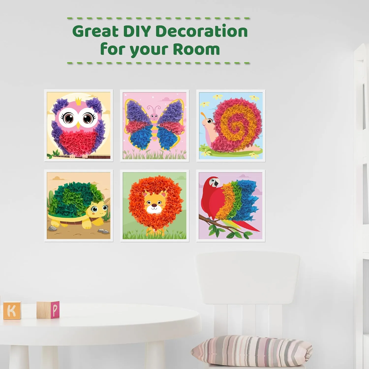 jackinthebox Poke Poke Art – Animals Theme Like Tortoise, Snail, Lion, Owl, Macaw, Butterfly, Mess-Free Sewing Art for Kids, Toys for Girls and Boys Ages 4 5 6 7 8, Great Gift for Children