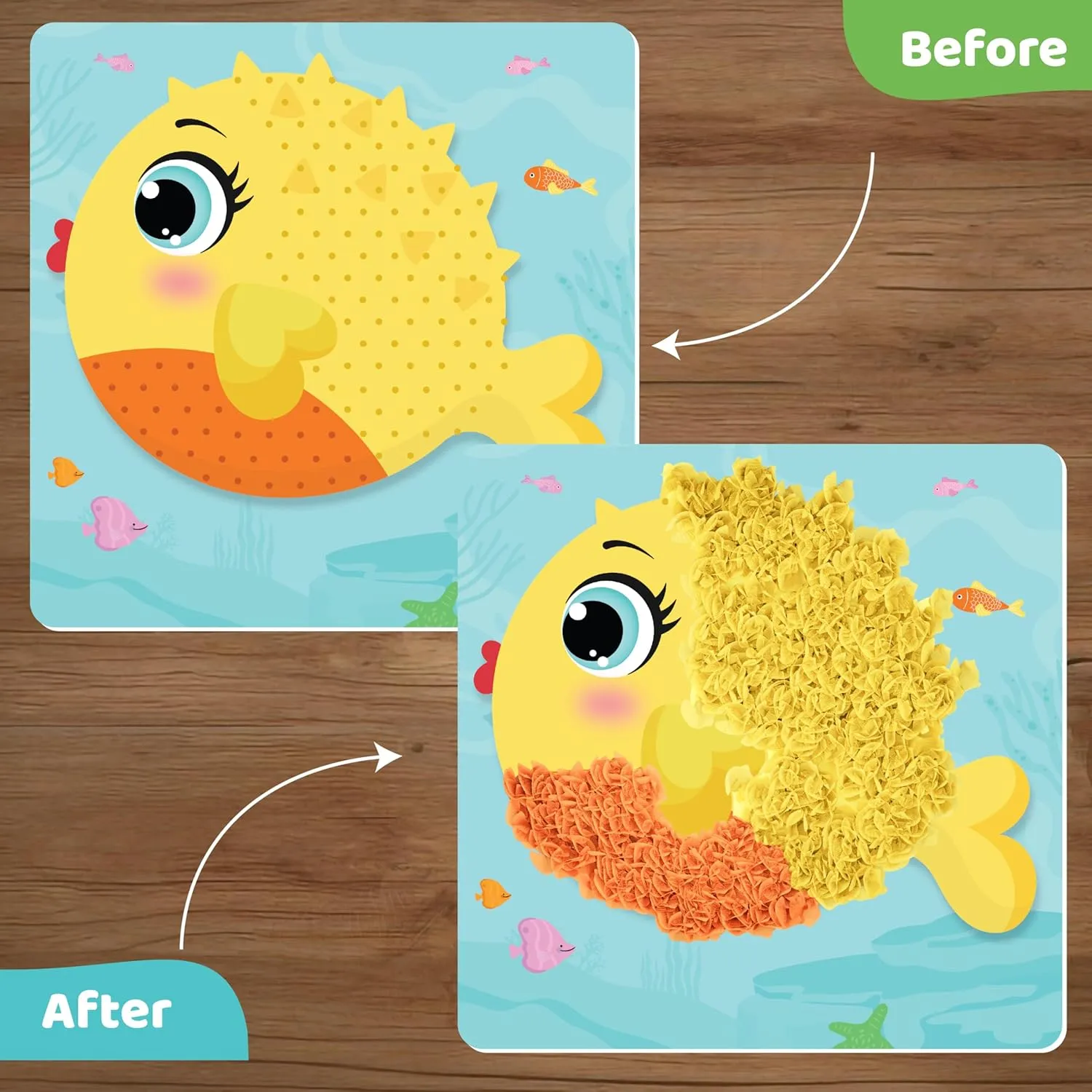 jackinthebox Poke Poke Art – Ocean Animals Like Crab, Turtle, Clownfish, Sea Horse, Jellyfish, Pufferfish, Mess-Free Sewing Art for Kids, Great Gift for Girls and Boys Ages 4 5 6 7 8