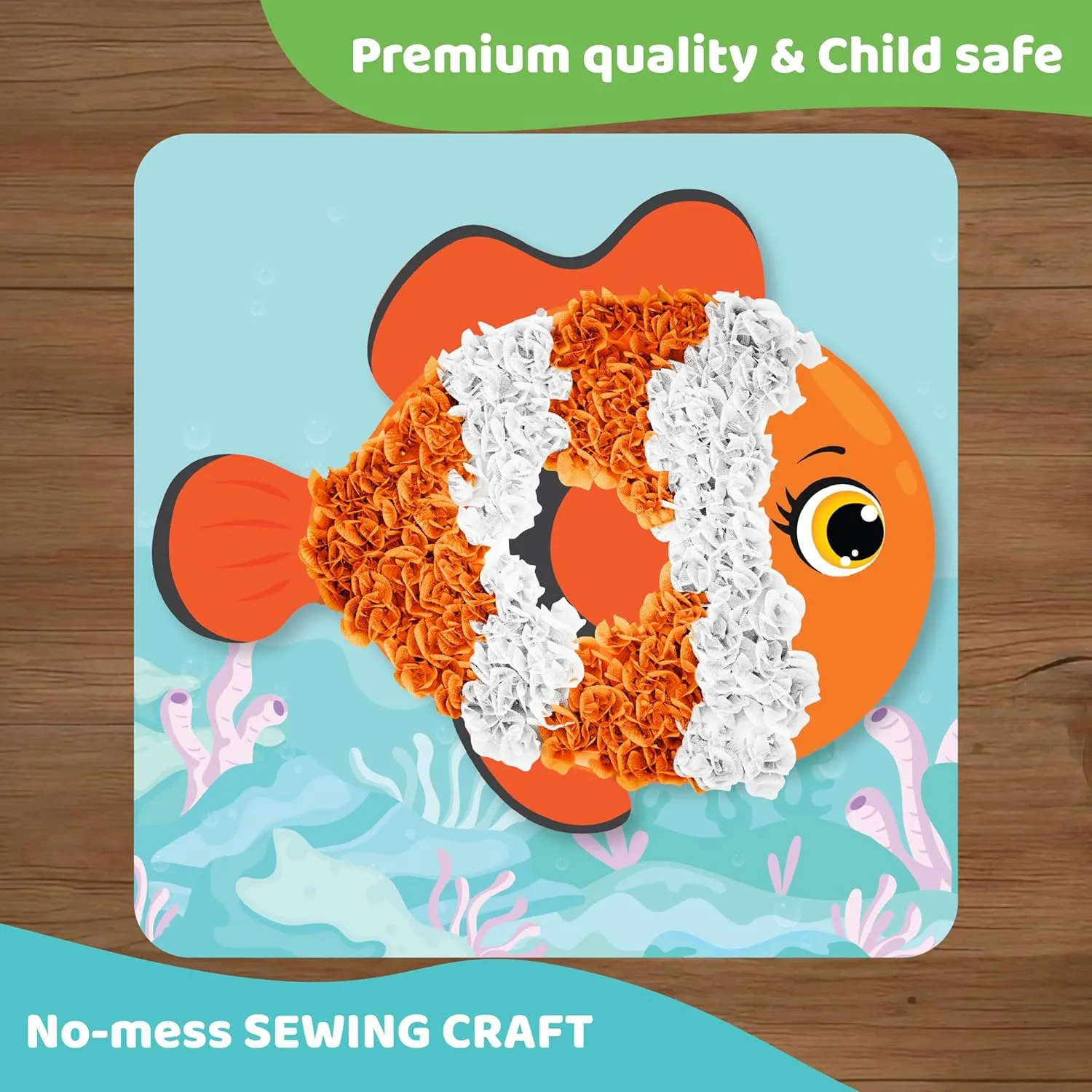jackinthebox Poke Poke Art – Ocean Animals Like Crab, Turtle, Clownfish, Sea Horse, Jellyfish, Pufferfish, Mess-Free Sewing Art for Kids, Great Gift for Girls and Boys Ages 4 5 6 7 8