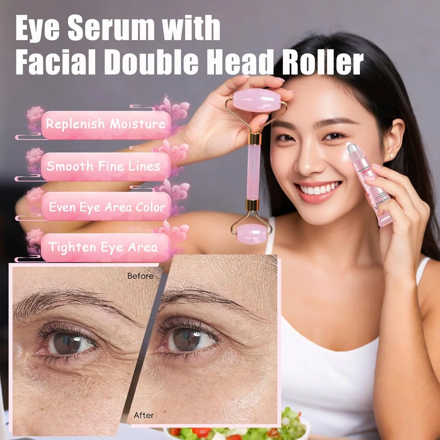 Japan Sakura Skin Care Set Women Gifts - Skin Care for Teens 10-12 - Teen Skin Care Kit Skincare for Girls 10-12 - Face Skin Care Set Gifts - Skincare Set with Cleanser,Eye Cream, Serum,Bunny Headband