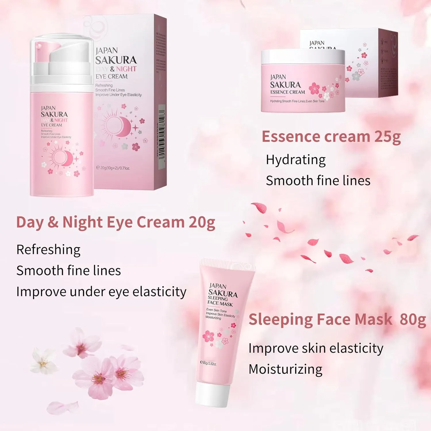 Japan Sakura Skincare Set Women Gifts - 8 Pcs Teenage Skin Care Set - Skin Care for Teens 10-12 - Skincare for Girls 10-12 - Teen Skin Care Kit with Face Mask,Cleanser,Cream,Headband
