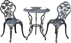JARDIN DE CENTENNIAL Patio Bistro Set.Rust-Resistant Cast Aluminum Bistro Table Set with Umbrella Hole for Backyard (Rose Copper)