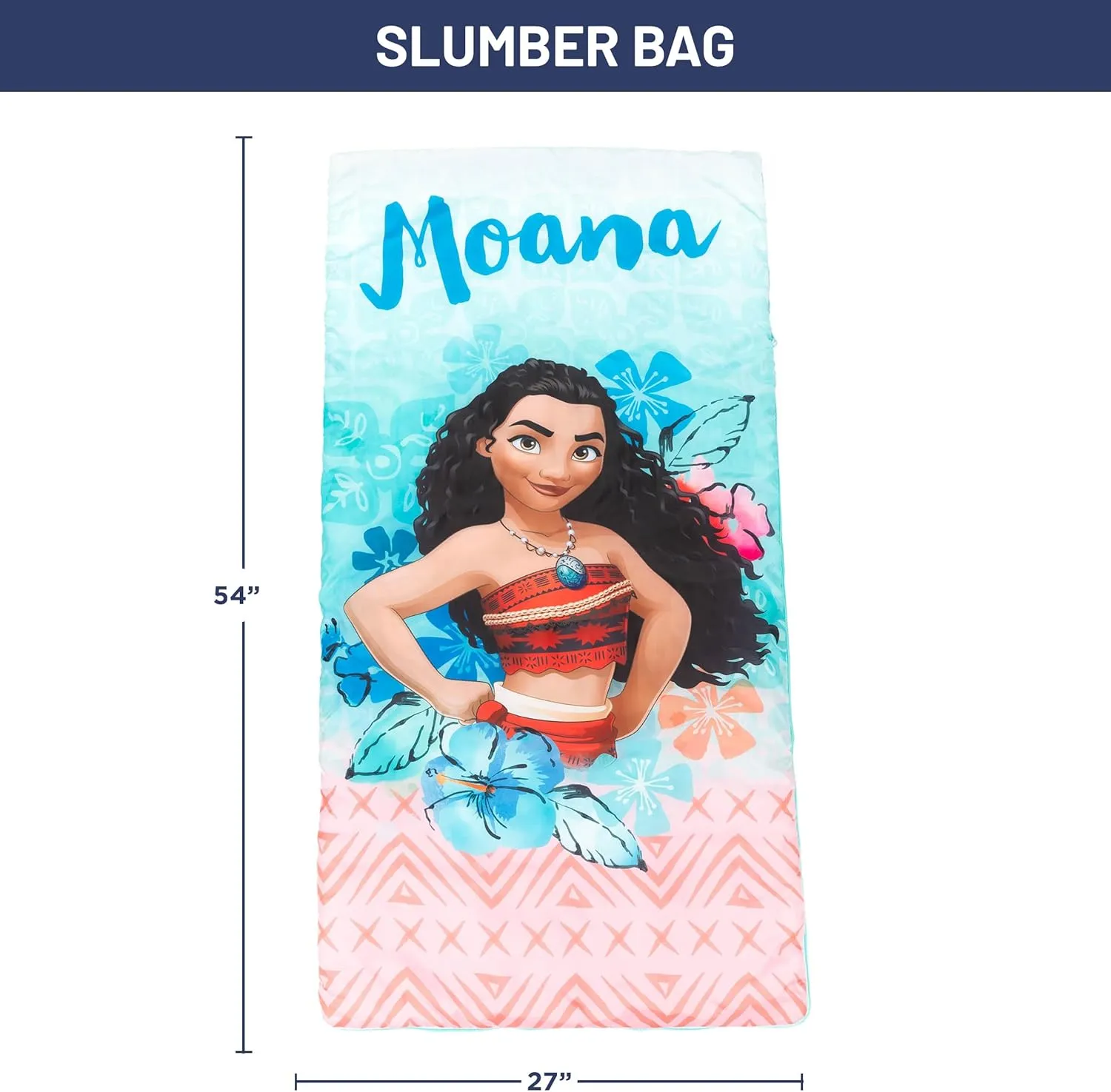 Jay Franco Disney Moana Tropical Slumber Sack - Cozy & Warm Kids Lightweight Slumber Bag/Sleeping Bag (Official Disney Product)