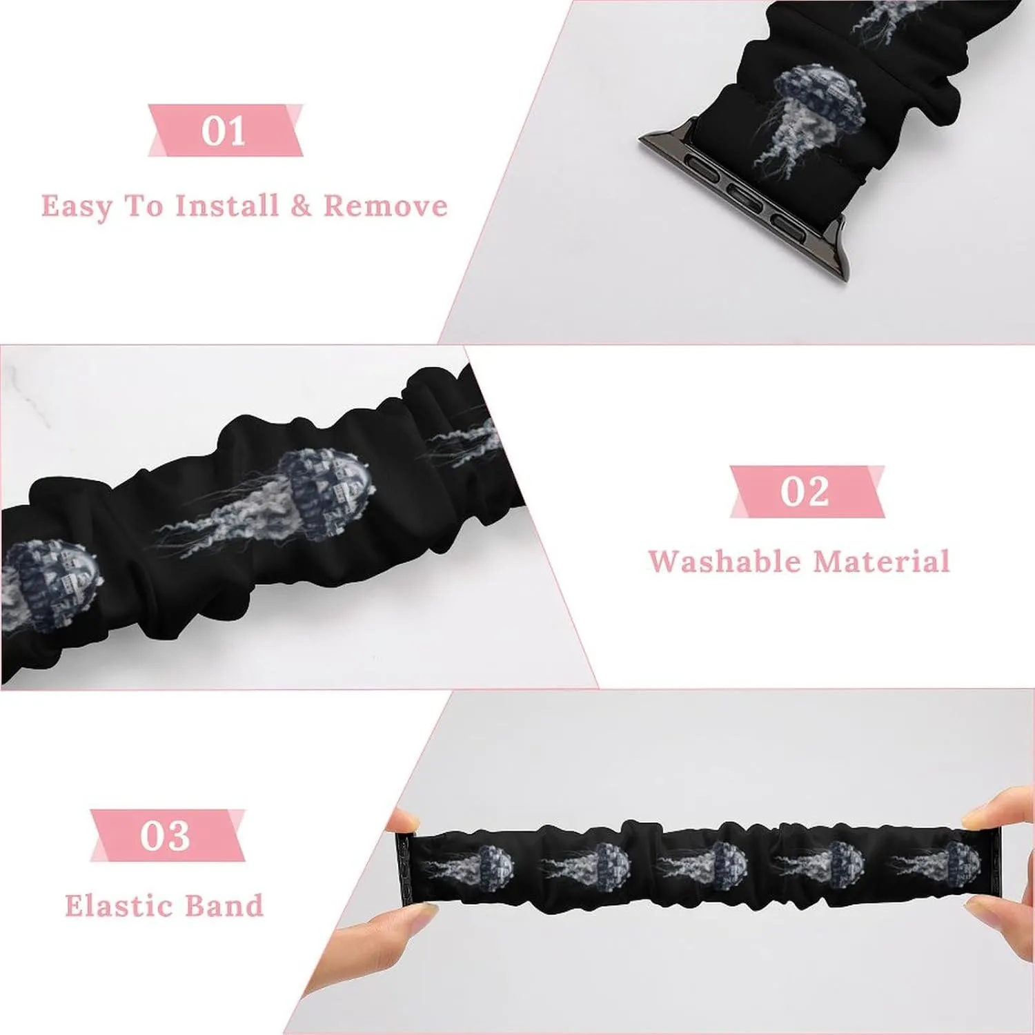 Jellyfish House Fashion Watch Strap Scrunchies Wristbands Compatible With IWatch Series