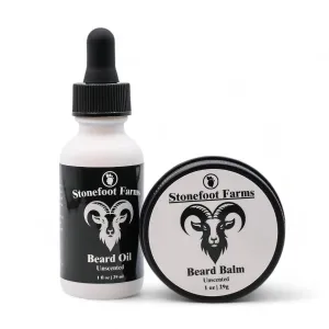 Jojoba Oil Beard Oil & Balm Set for Beard Growth Kit - Unscented - 1 oz Hydrating Beard Oil with Argan & Vitamin E, 1 oz Conditioning Balm with Mango Butter, Non-Greasy, All-Natural Formula