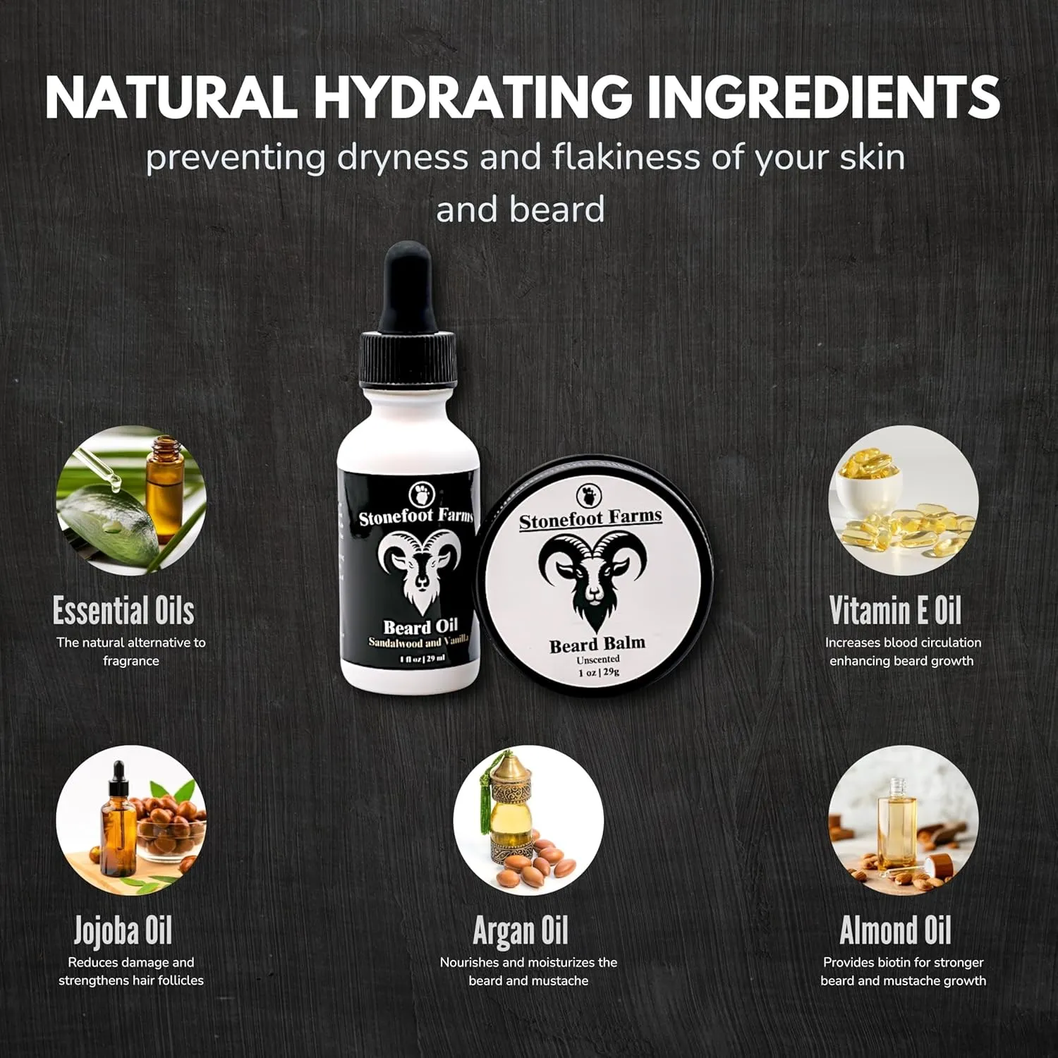 Jojoba Oil Beard Oil & Balm Set for Beard Growth Kit - Unscented - 1 oz Hydrating Beard Oil with Argan & Vitamin E, 1 oz Conditioning Balm with Mango Butter, Non-Greasy, All-Natural Formula