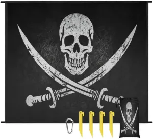 Jolly Roger Pirate Skull Extra Beach Blanket Waterproof Sandproof Grunge Skeleton Large Beach Mat Sand Free Quick Drying Lightweight Durable Outdoor Picnic Blanket for Travel, Camping, Hiking