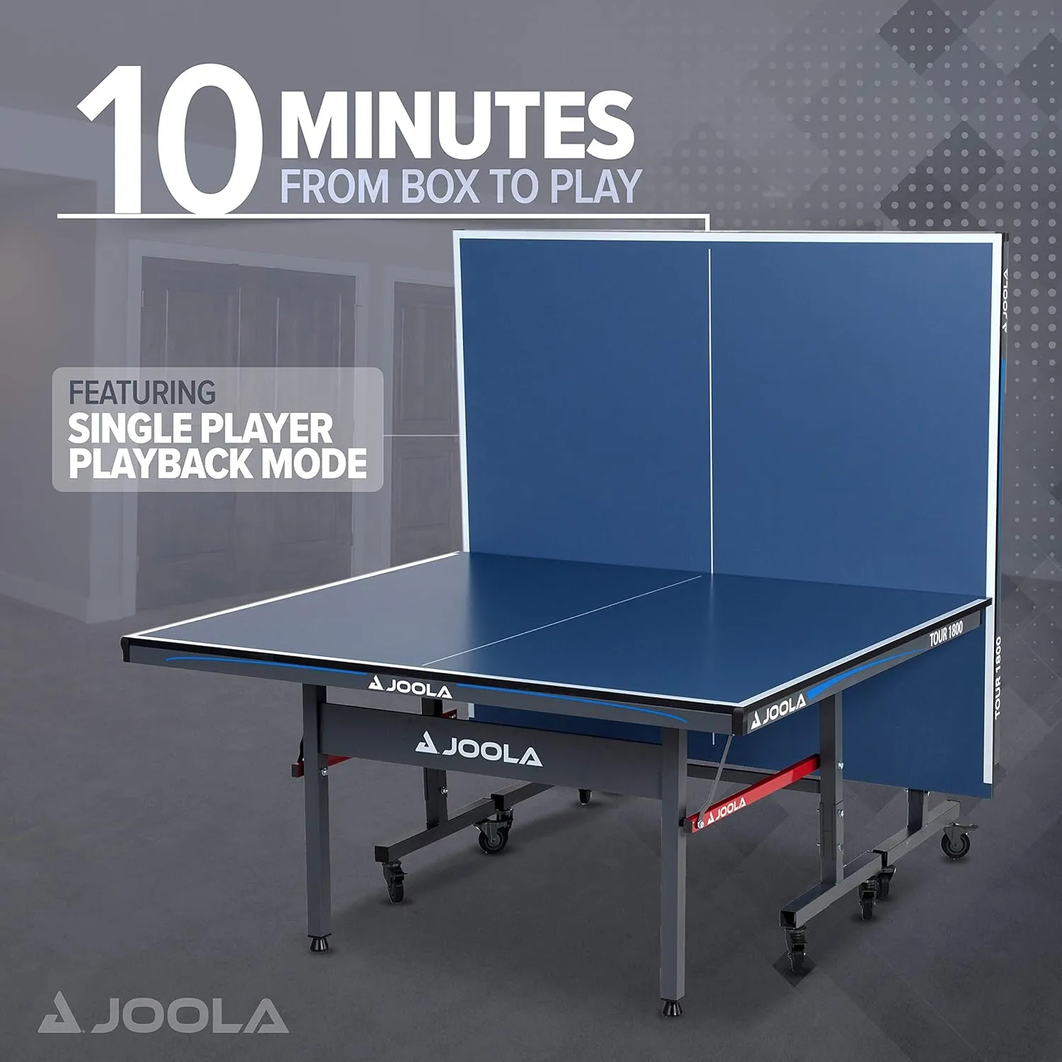 JOOLA Tour Indoor Ping Pong Table with Quick Clamp Table Tennis Net - 10 Minute Assembly - Foldable Indoor Surface with Single Player Playback Mode - Competition Grade MDF Top - Tournament Quality