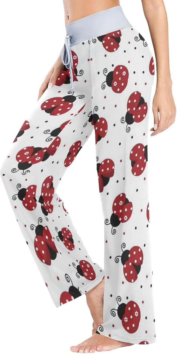 JUDIAN Alpaca Print Women's Pajama Lounge Pants Casual Stretch Pants Wide Leg