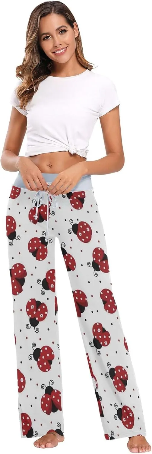 JUDIAN Alpaca Print Women's Pajama Lounge Pants Casual Stretch Pants Wide Leg