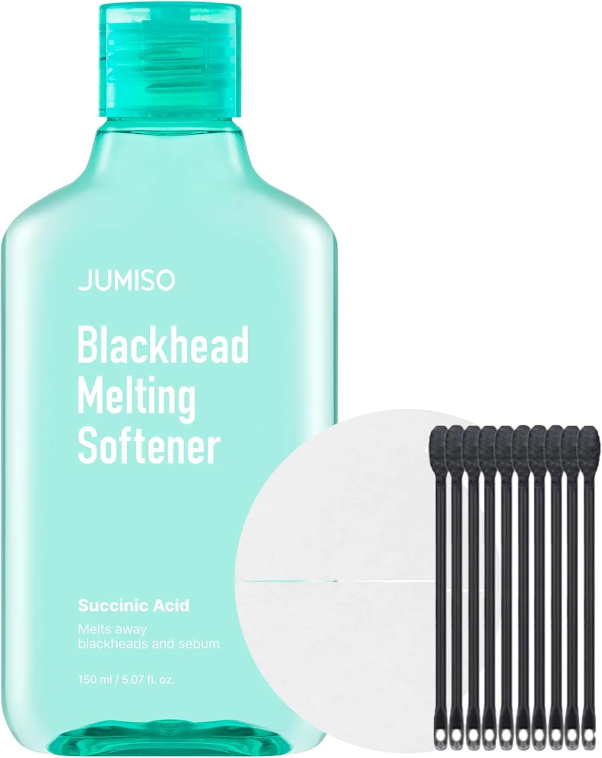 JUMISO Blackhead Melting Softener Cotton Pad Set - Korean Pore Care PHA Exfoliation Witch Hazel Tea Tree Cypress Water Sebum Control Complete Kit, 5.07 fl.oz. 40 Pads 10 Swabs