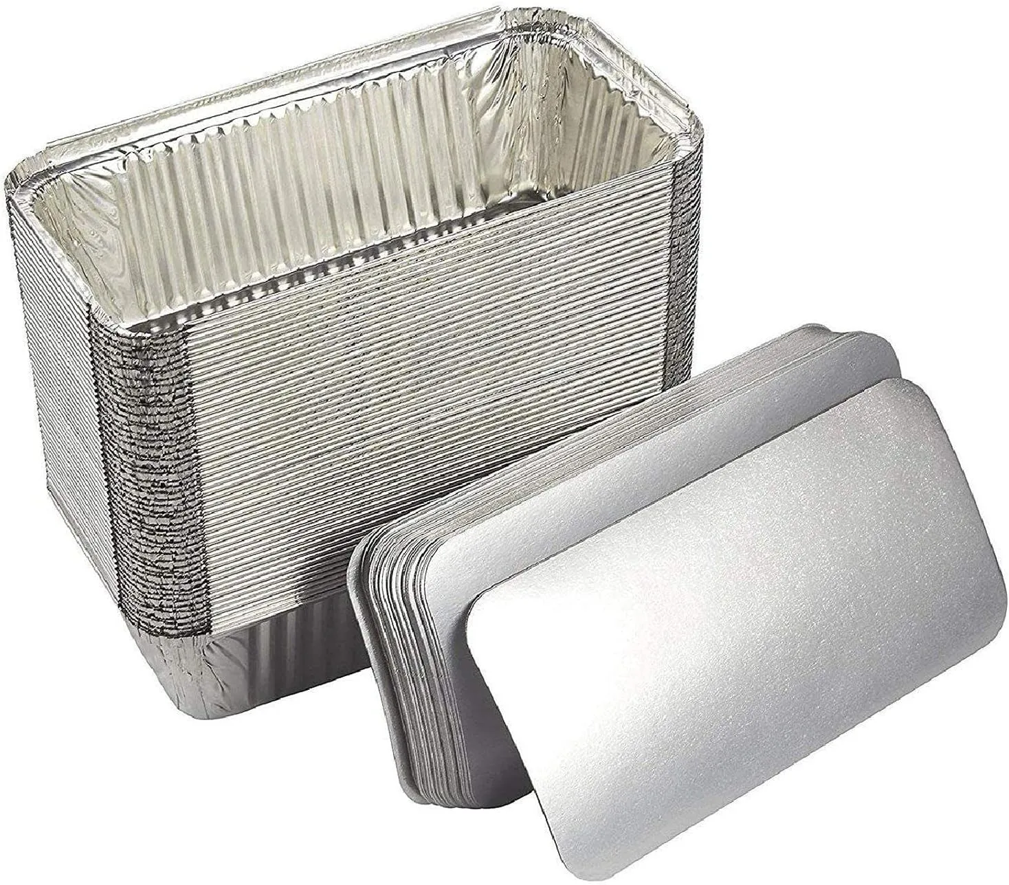 Juvale Aluminum Foil 2 lb Disposable Loaf Pans with Lids for Baking Bread, Heating, Storing Food (22oz, 8.5 x 4.5 In Aluminum Pans) - 50 Pack