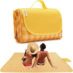 K Y KANGYUN Picnic Blanket | Beach Mat|Picnic Blanket for Indoor and Outdoor, 80" x 57" Sandproof Waterproof Larger Mat for Beach, Travel, Camping, Hiking, Park Grass,Handy Mat Tote, Foldable. …