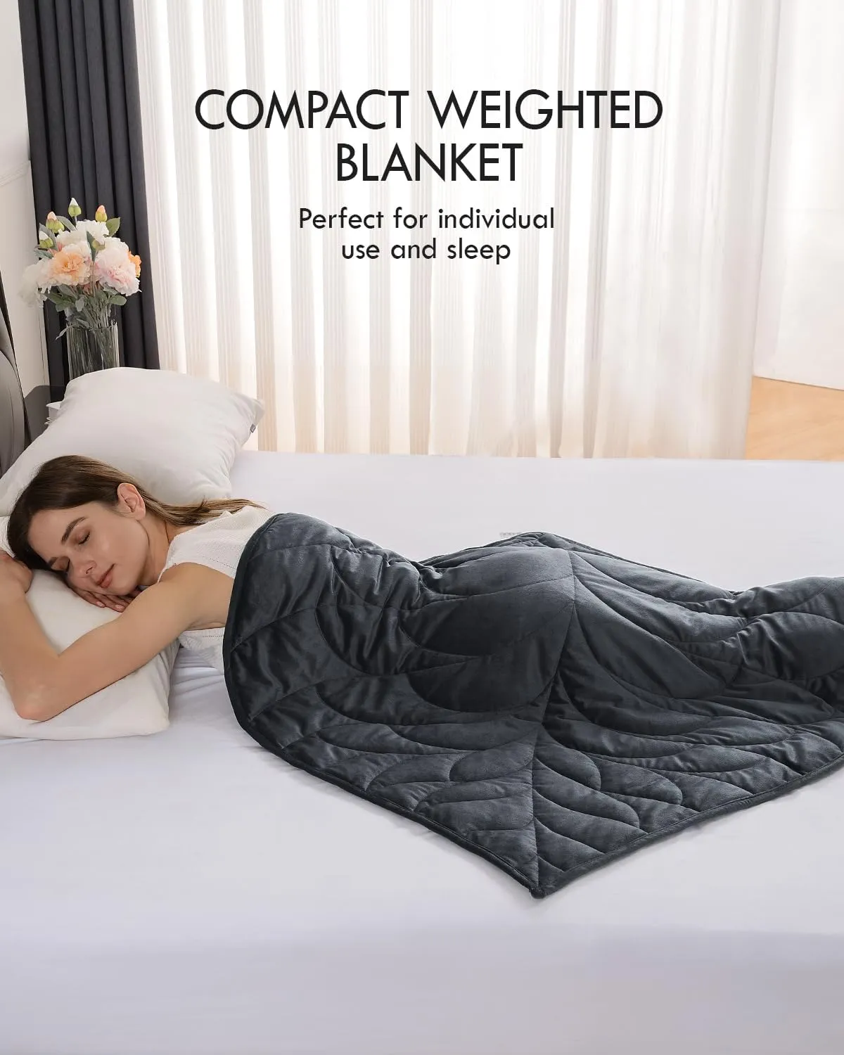 Kaisa Weighted Lap Blanket 7 lbs 41" x 53", Cozy Luxury Crystal Velvet Small Weighted Blanket for Adults, Portable Travel Weighted Blanket for Relaxation, All-Season Blanket, Machine Washable, Gray