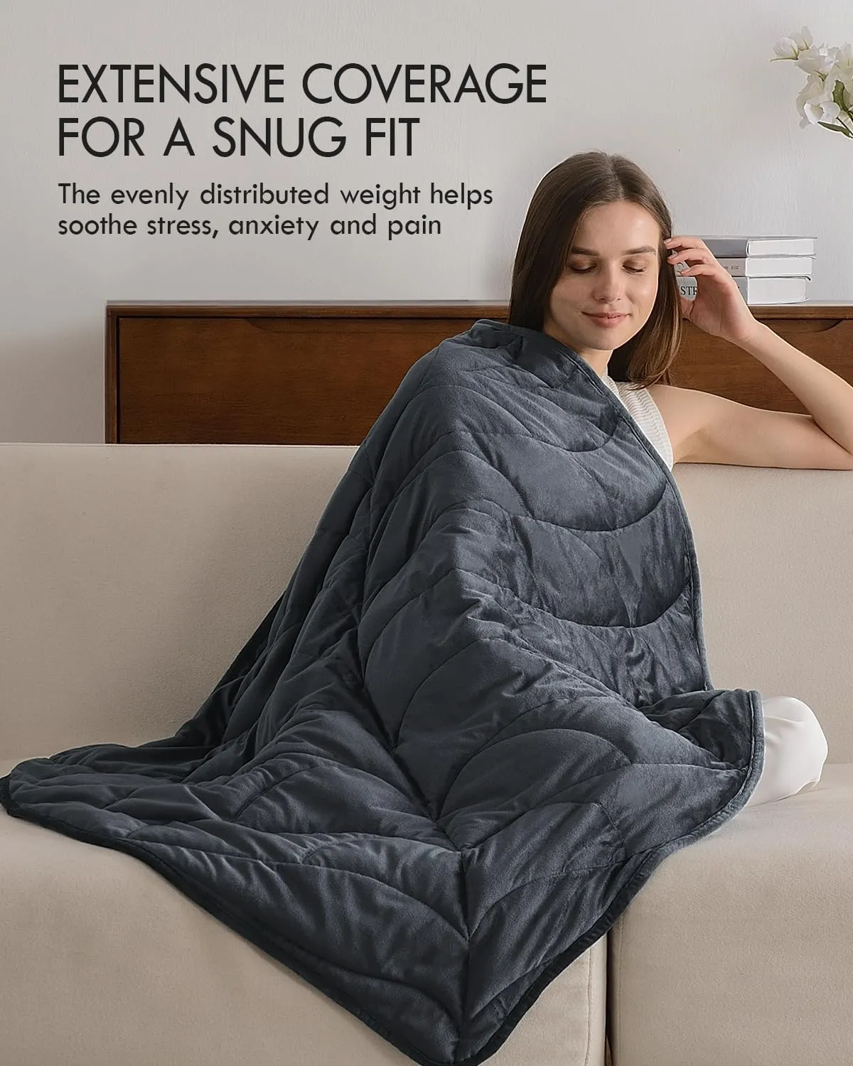 Kaisa Weighted Lap Blanket 7 lbs 41" x 53", Cozy Luxury Crystal Velvet Small Weighted Blanket for Adults, Portable Travel Weighted Blanket for Relaxation, All-Season Blanket, Machine Washable, Gray
