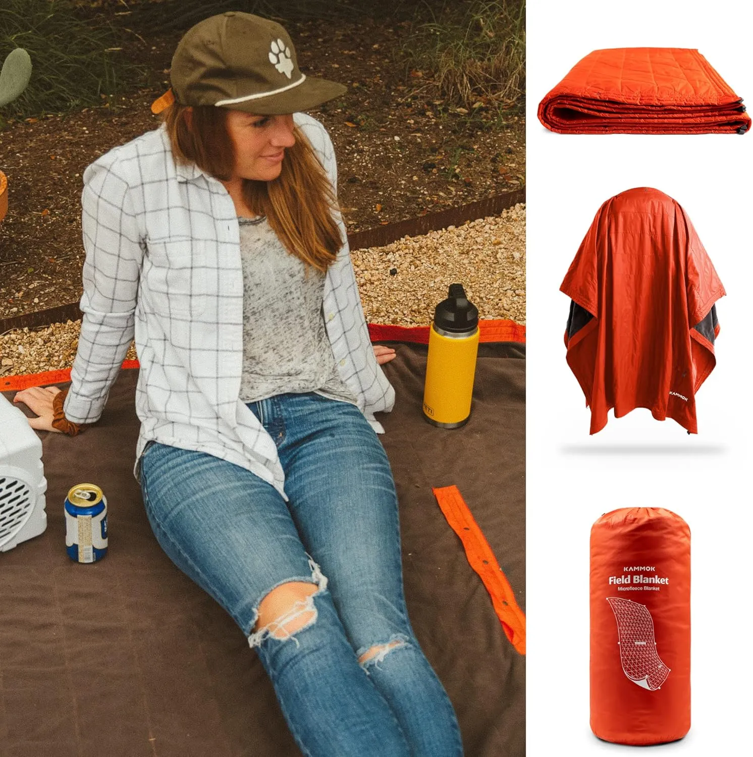 Kammok Field Blanket with Water Resistant Microfleece | Convertible and Wearable