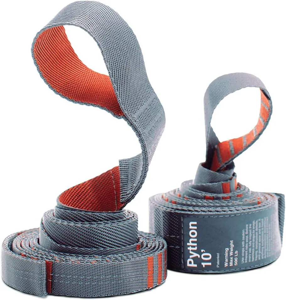 KAMMOK: Python 10' Tree Friendly Hammock Straps | Woven, No-Stretch, Knotless, Durable (Lightweight & Compact: Perfect for Hiking, Camping, Backpacking), Set of 2 w/Stuff Sack