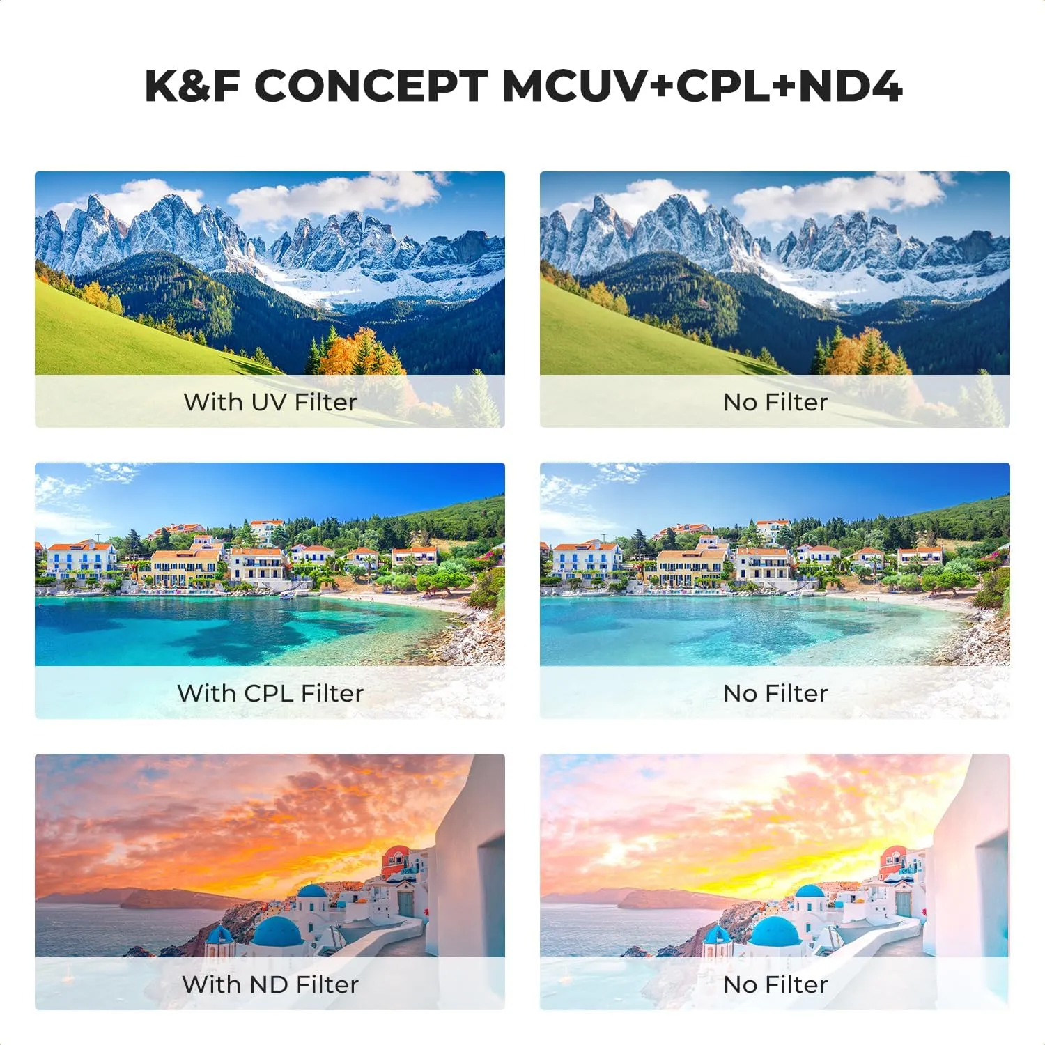 K&F Concept 67mm UV/CPL/ND Lens Filter Kit (3 Pieces)-18 Multi-Layer Coatings, UV Filter   Polarizer Filter   Neutral Density Filter (ND4)   Cleaning Cloth  Filter Pouch for Camera Lens (K-Series)