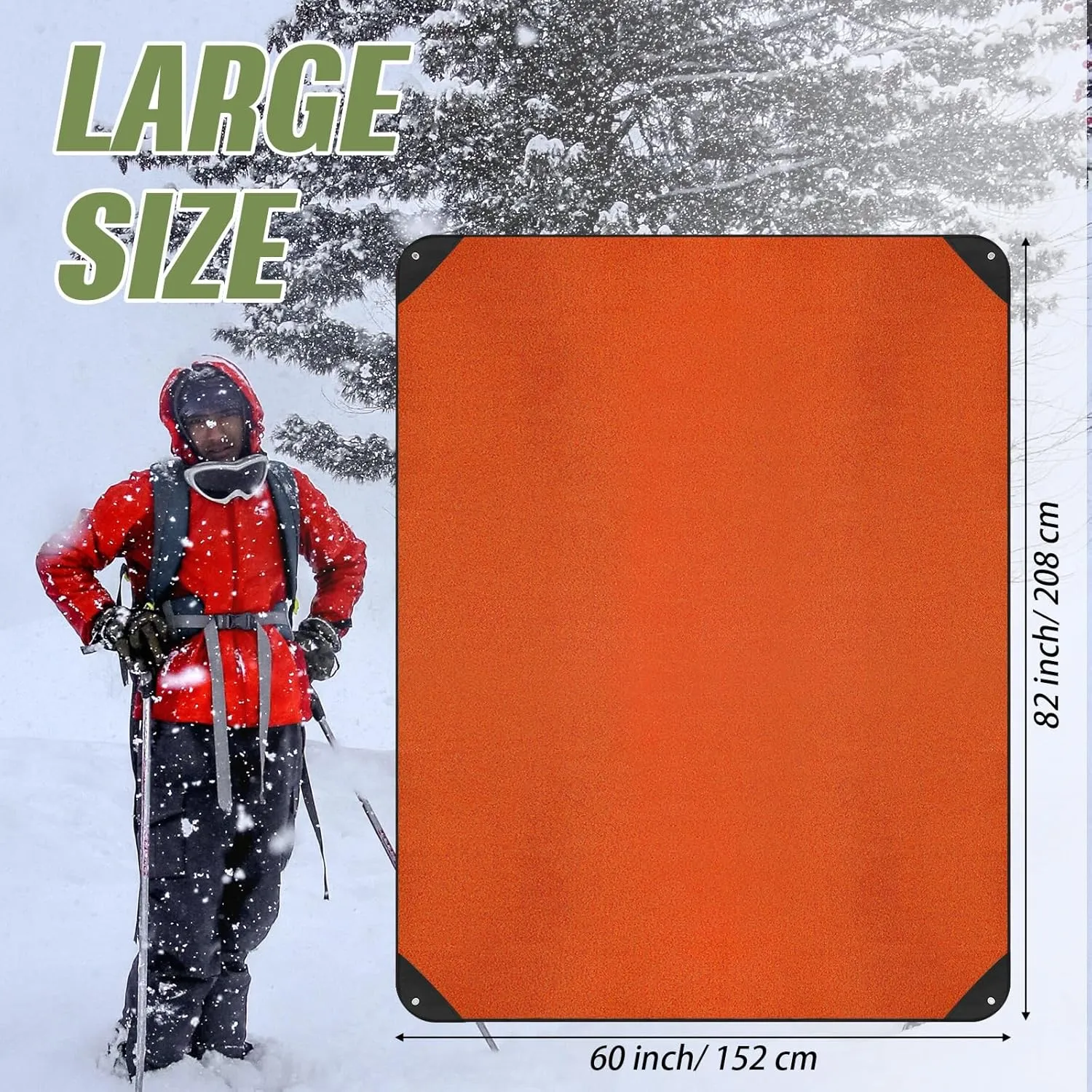 Kanayu 4 Pcs Emergency Thermal Survival Blankets 82 x 60 Inch,Heavy Duty Emergency Poncho Tarp Reusable Waterproof Blanket for Car,Camping,Hiking(Olive Green, Orange)