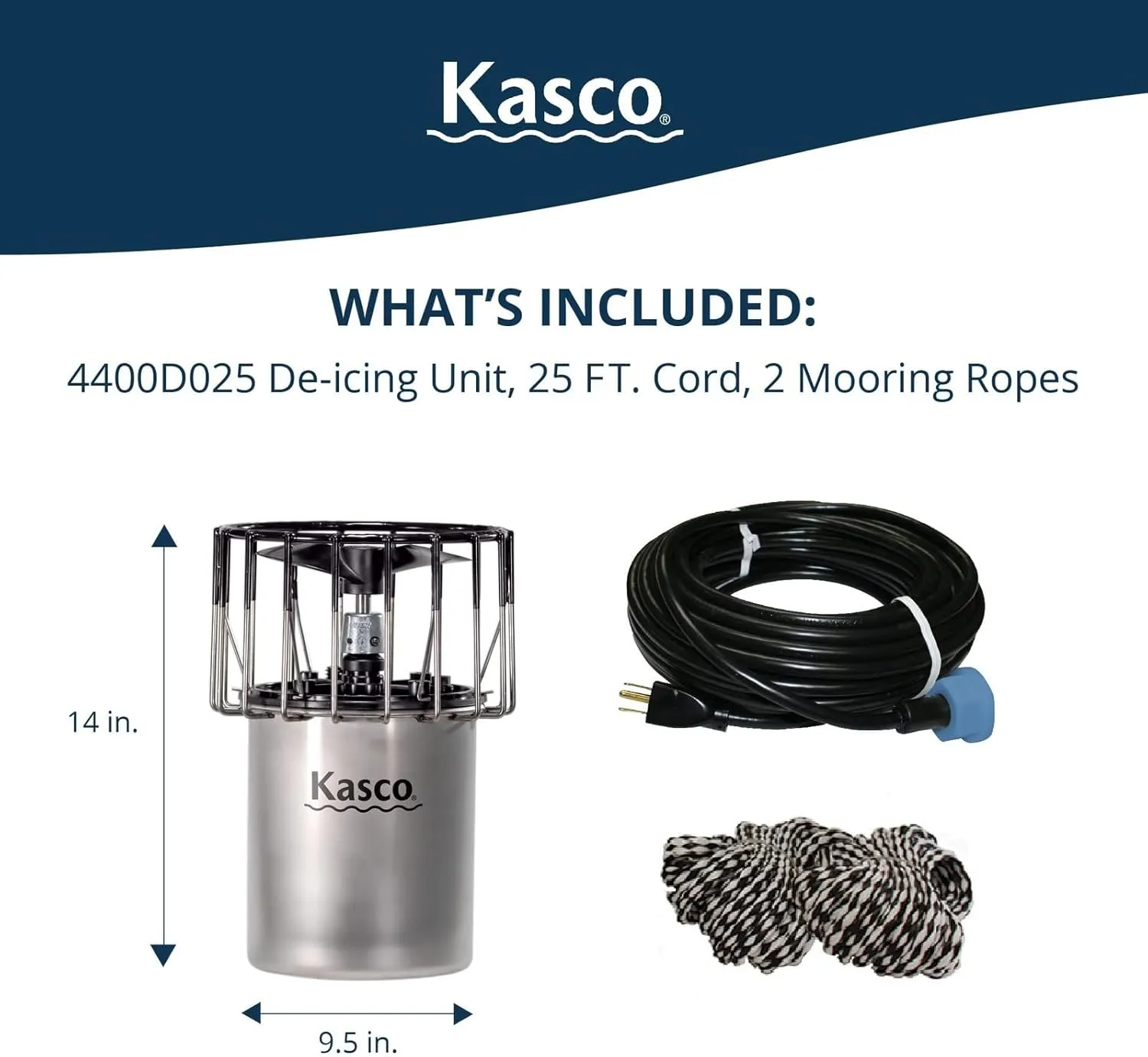 Kasco Deicer 1 HP Lake & Pond De-icer 120V – Single Phase with 25 Ft Electric Power Cord | Water Deicer for Ponds, Lakes & Dock Bubbler