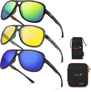 KastKing Bill Dance Mulberry Creek 3 Shades of Fishing Sunglasses Kit, Polarized, UV400 Protection, Oleophobic Coating, Tailored to Bright Sun, Partly Cloudy, and Low Light Conditions