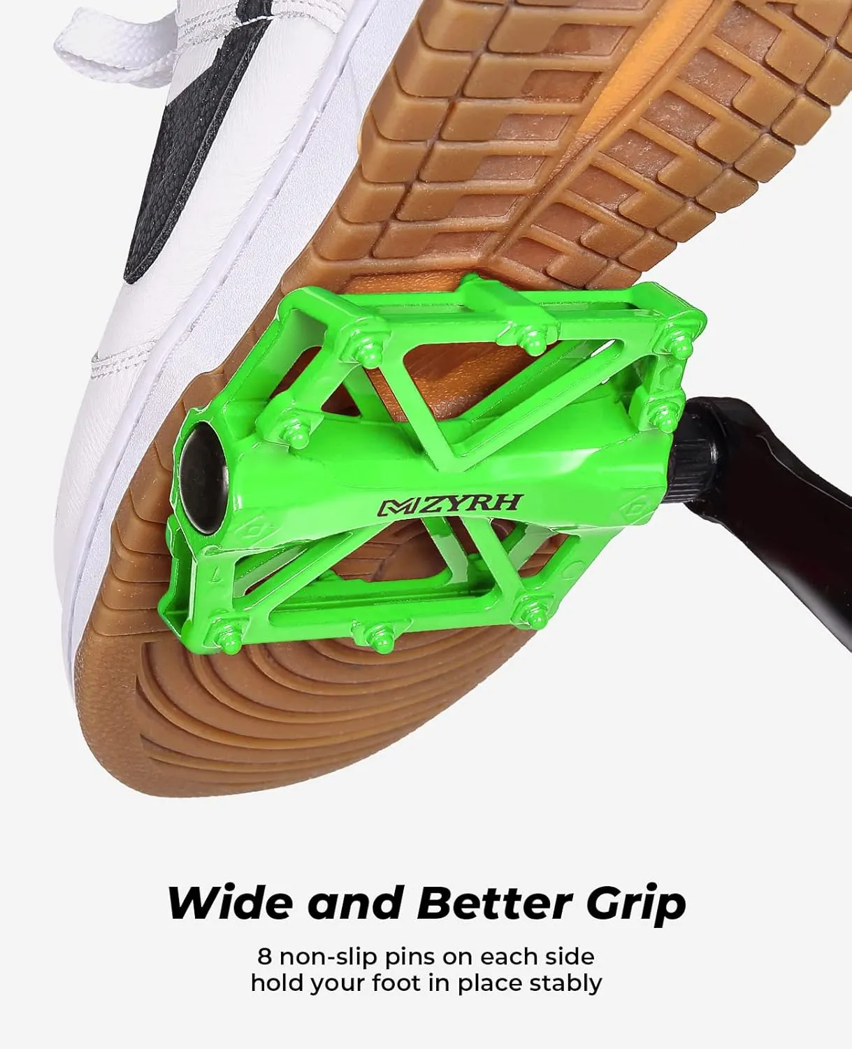 KEMIMOTO Mountain Bike Pedals MTB Bicycle Flat Pedals, 9/16'' CNC Aluminum Durable Sealed Bearings for Most Bikes BMX MTB Enduro Downhill Trail (Two Pack) (Green)