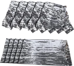 KICHOUSE 10Pcs Multi Use Emergency Blanket Portable Insulation Thermal Reflective Blankets for First Aid Camping Hiking and Outdoor Activities Lightweight Durable