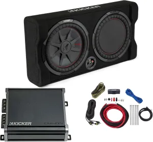 Kicker Comp RT 12" Subwoofer Enclosure Package   46CXA4001 Amp & Wire Kit