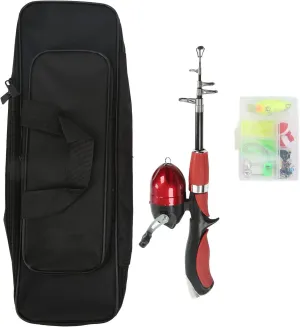 Kids Fishing Rod Reel and Lures Kit, Telescopic Fishing Rod for Children, Full Fishing Gear Set with Storage Bag, Simple Fishing Wheel, 140cm PVC Rod for Outdoor Novice