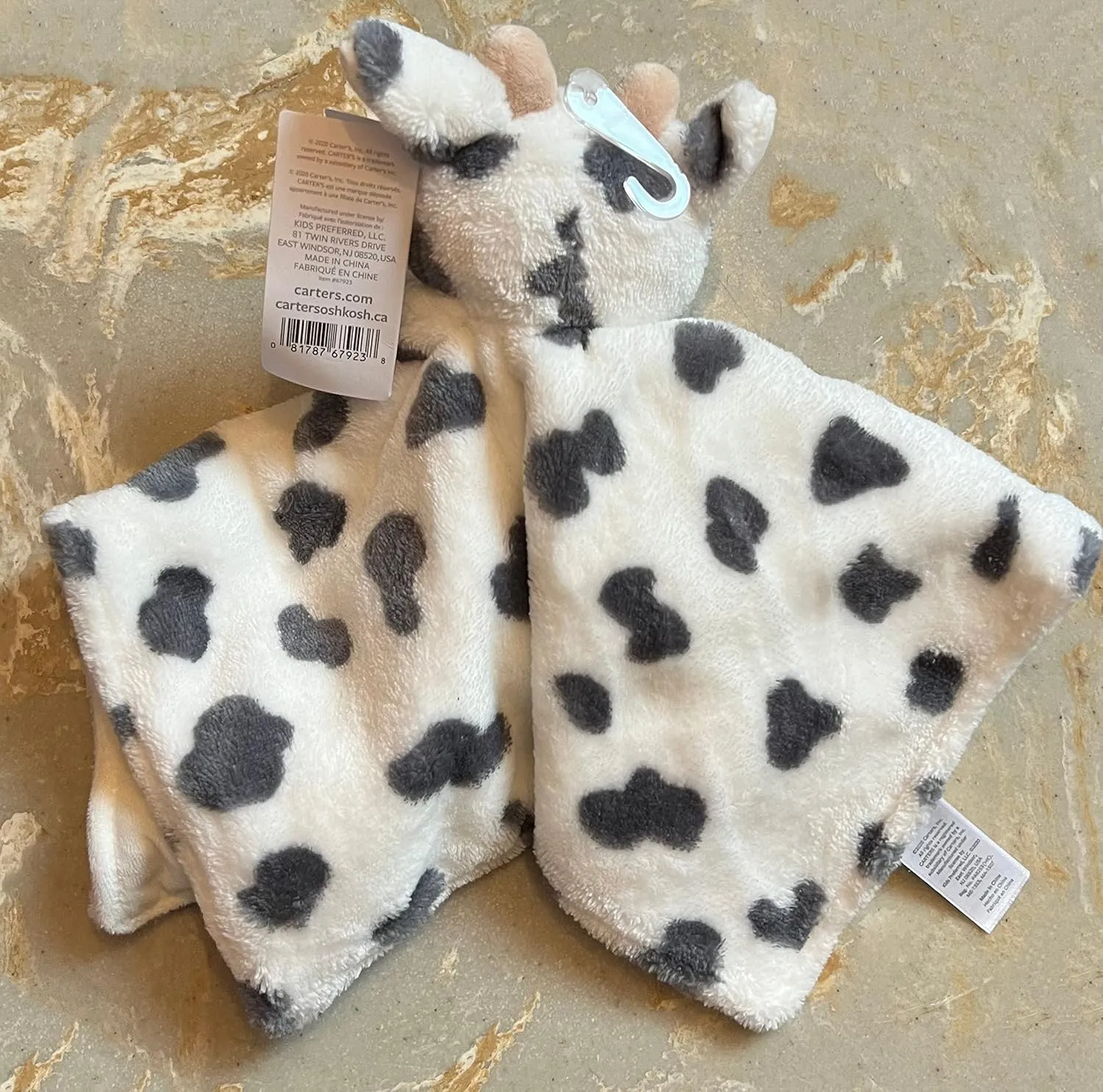 KIDS PREFERRED Carter's Baby Blanket Unisex Loveys for Babies Essentials, Newborn Boys and Girls Security Blankets with Soft Minky Fabric, Snuggle Toy Plush Stuffed Animal - Spotted Cow