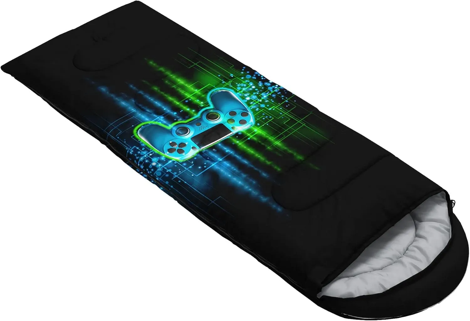 Kids Sleeping Bag for Boys Girls,Rocket Astronaut Moon Print-Lightweight Warm Portable Outdoor Indoor-Waterproof Cold Weather Resistant Sleeping Bag for Camping Hiking