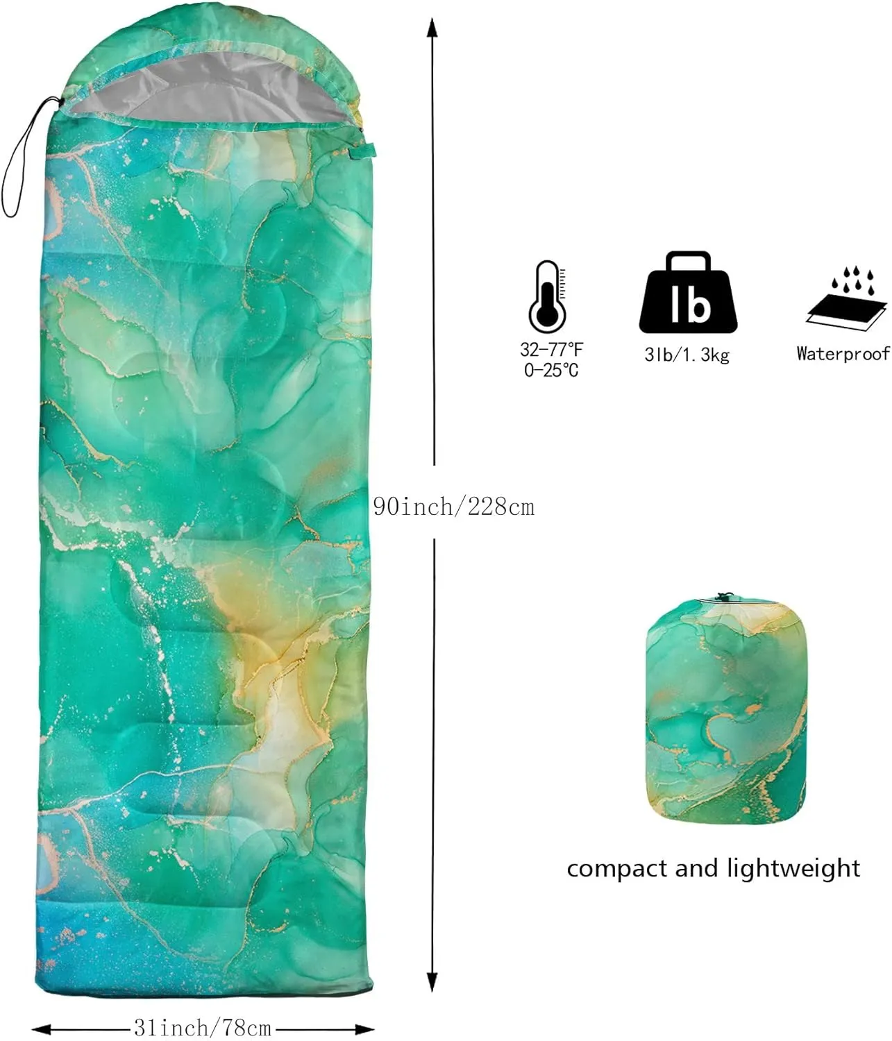 Kids Sleeping Bag for Boys Girls,Rocket Astronaut Moon Print-Lightweight Warm Portable Outdoor Indoor-Waterproof Cold Weather Resistant Sleeping Bag for Camping Hiking