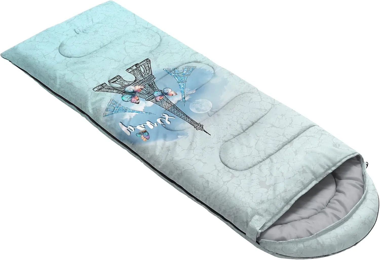Kids Sleeping Bag for Boys Girls,Rocket Astronaut Moon Print-Lightweight Warm Portable Outdoor Indoor-Waterproof Cold Weather Resistant Sleeping Bag for Camping Hiking