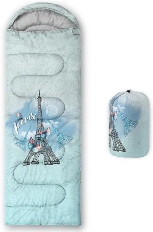 Kids Sleeping Bag for Boys Girls,Rocket Astronaut Moon Print-Lightweight Warm Portable Outdoor Indoor-Waterproof Cold Weather Resistant Sleeping Bag for Camping Hiking