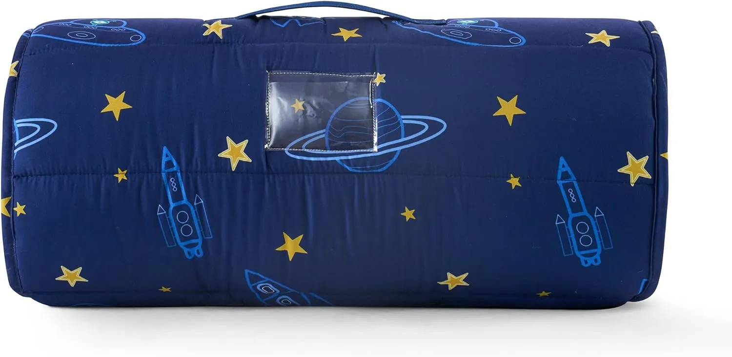 Kids Sleeping Bag Nap Mat with Pillow & Blanket – 3-in-1 Machine Washable Quilted Mat for Toddlers – Portable with Handles – 20" x 50" for Daycare, Preschool, Travel, & Sleepovers