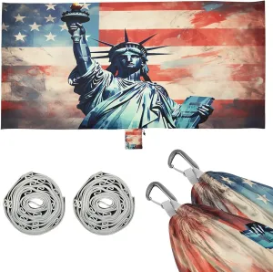 Kigai American Goddess Statue Camping Hammock Durable & Portable Travel Hammock Holds 330lbs with Tree Strapsm, Pocket, Camping Accessories