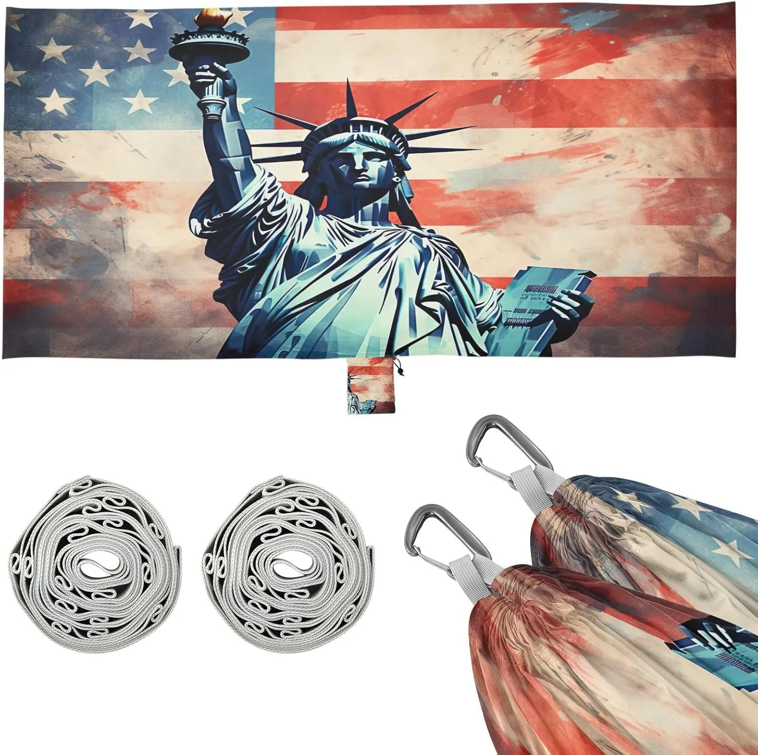 Kigai American Goddess Statue Camping Hammock Durable & Portable Travel Hammock Holds 330lbs with Tree Strapsm, Pocket, Camping Accessories