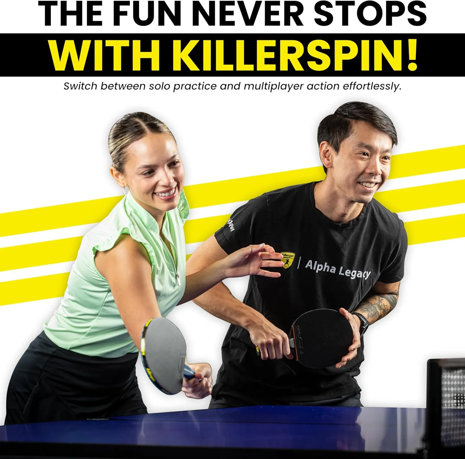 Killerspin MyT Max - Ping Pong Table, Foldable Table for Table Tennis, Portable Ping Pong Table Set with Built-in Paddle and Ball Storage, 25mm