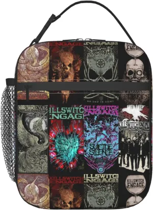 Killswitch Rock Band Engage Insulated Lunch Bag Reusable Lunch Tote Bag Lunch Container Meal Holder with Side Pocket Beautiful Handbag Lunch Zipper Cooler Bag for Beach