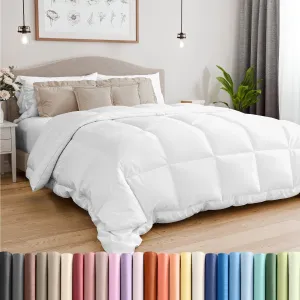 King Size, White Alternative Down Comforter - Warm and Lightweight - Luxury and Breathable Hotel Quality Bedding Set - All Season Fluffy and Cozy Oversized Cooling Microfiber Duvet Insert Comforter