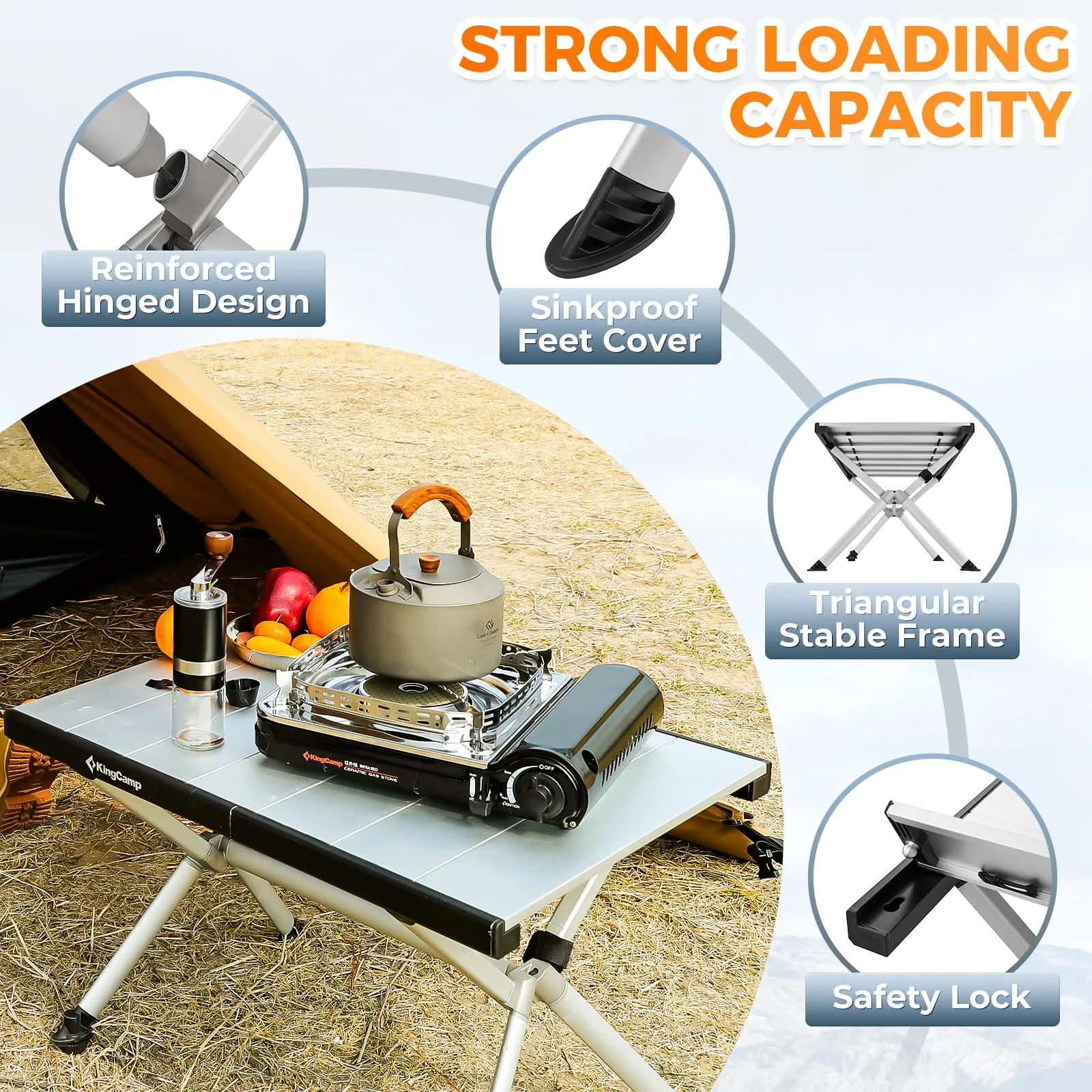 KingCamp DOLOMITE Camp Table Aluminum Roll-Up Table