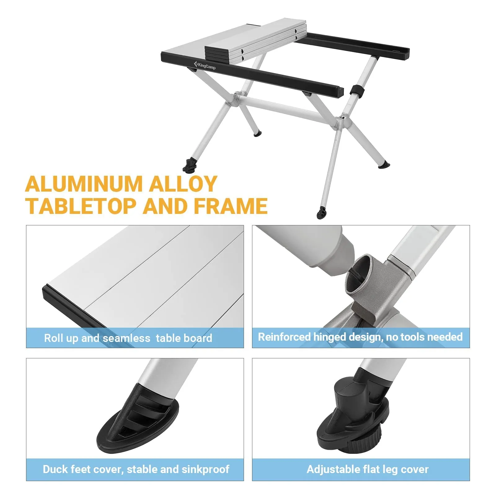 KingCamp DOLOMITE Camp Table Aluminum Roll-Up Table
