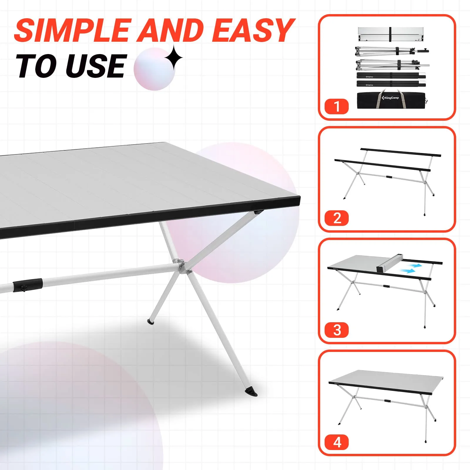 KingCamp DOLOMITE Camp Table Aluminum Roll-Up Table