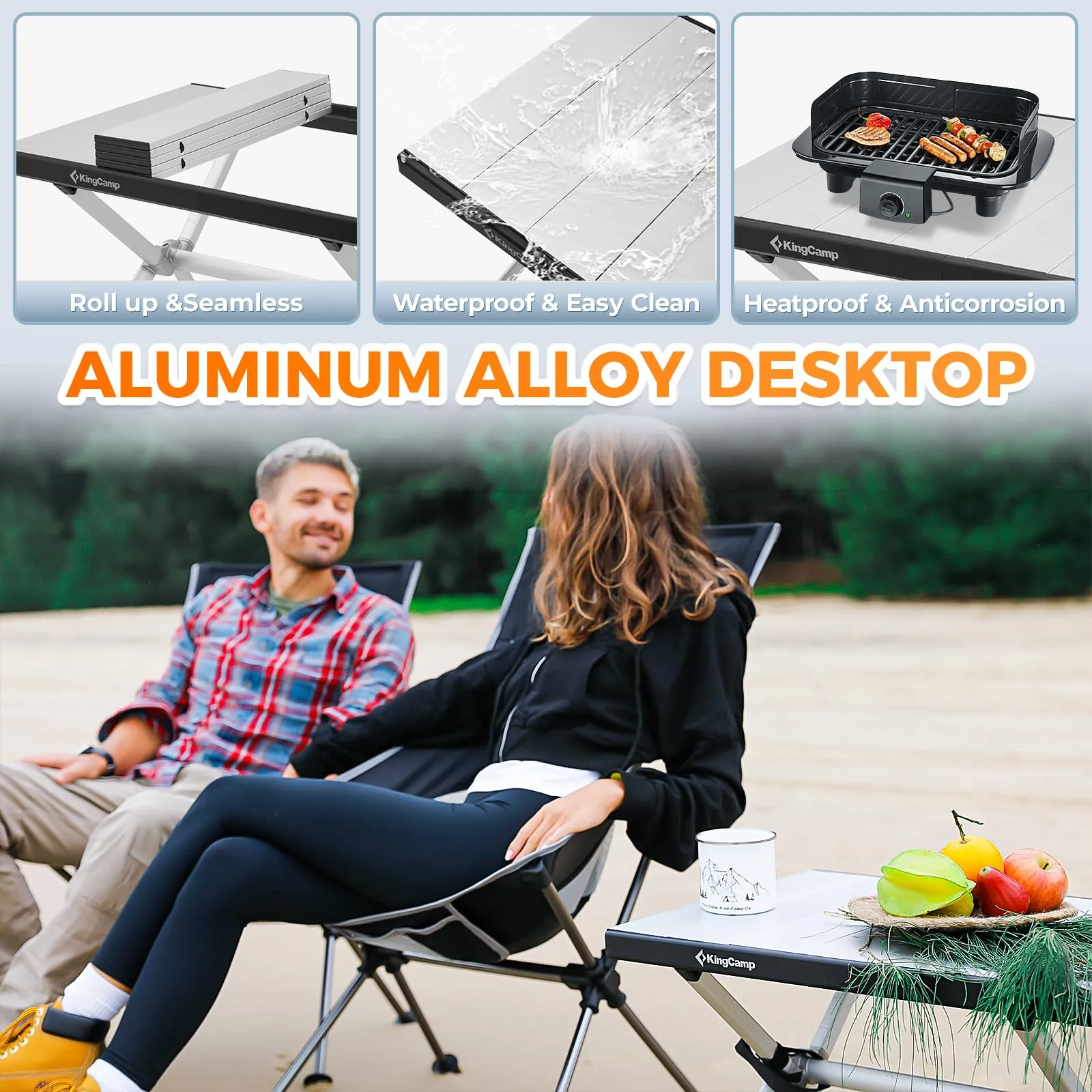 KingCamp DOLOMITE Camp Table Aluminum Roll-Up Table