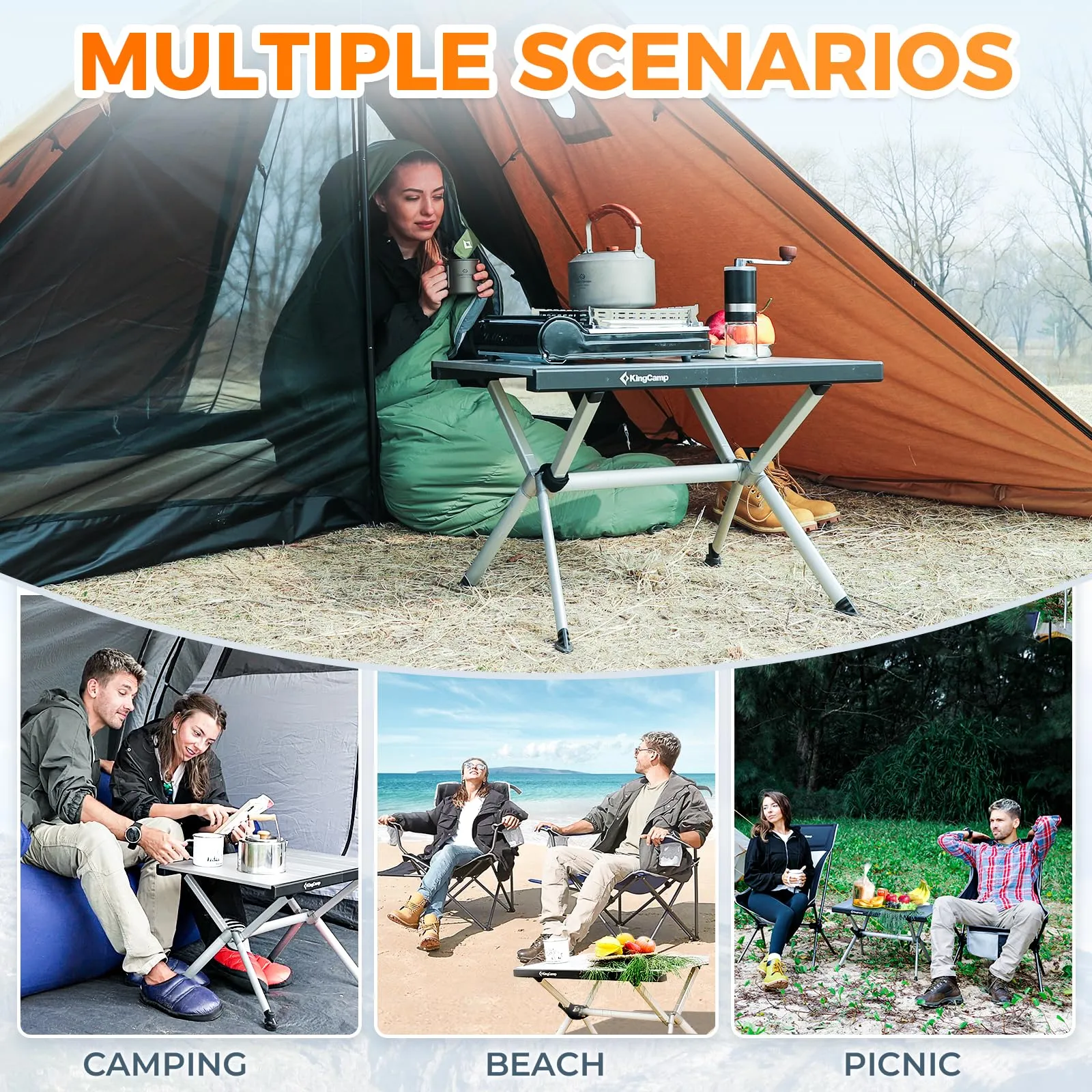 KingCamp DOLOMITE Camp Table Aluminum Roll-Up Table