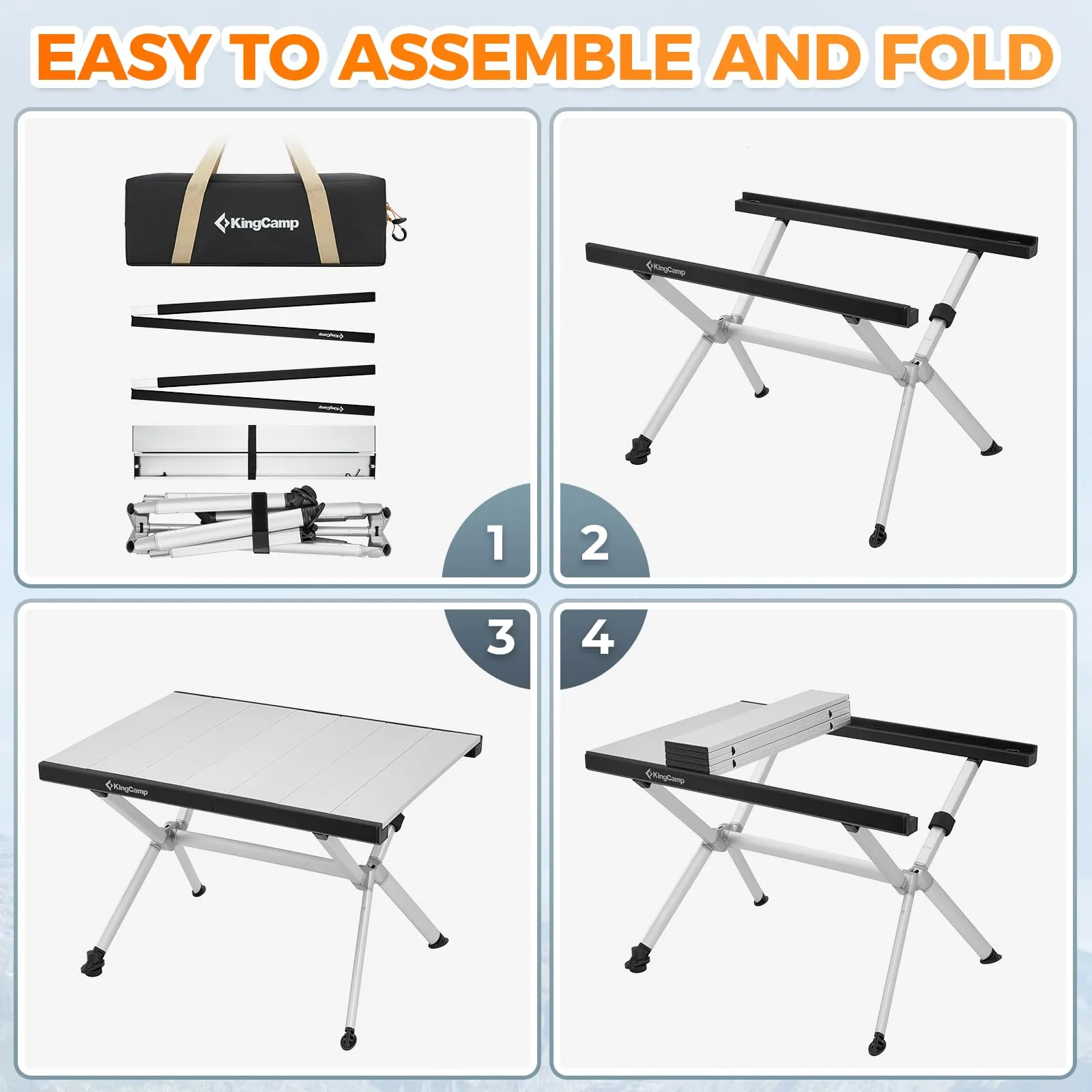 KingCamp DOLOMITE Camp Table Aluminum Roll-Up Table
